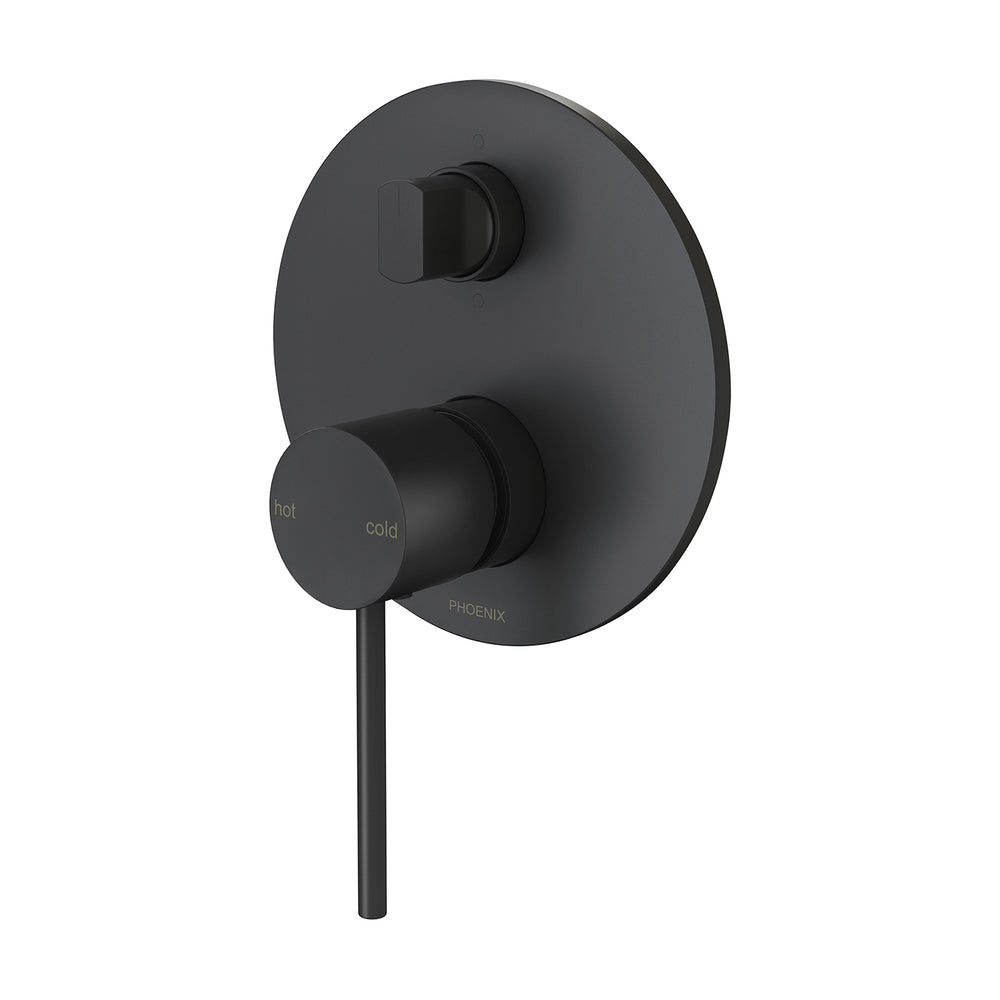 PHOENIX VIVID SLIMLINE SWITCHMIX SHOWER / BATH DIVERTER MIXER COMPLETE KIT MATTE BLACK