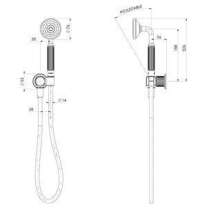 PHOENIX WILTERN HAND SHOWER 226MM BRUSHED NICKEL