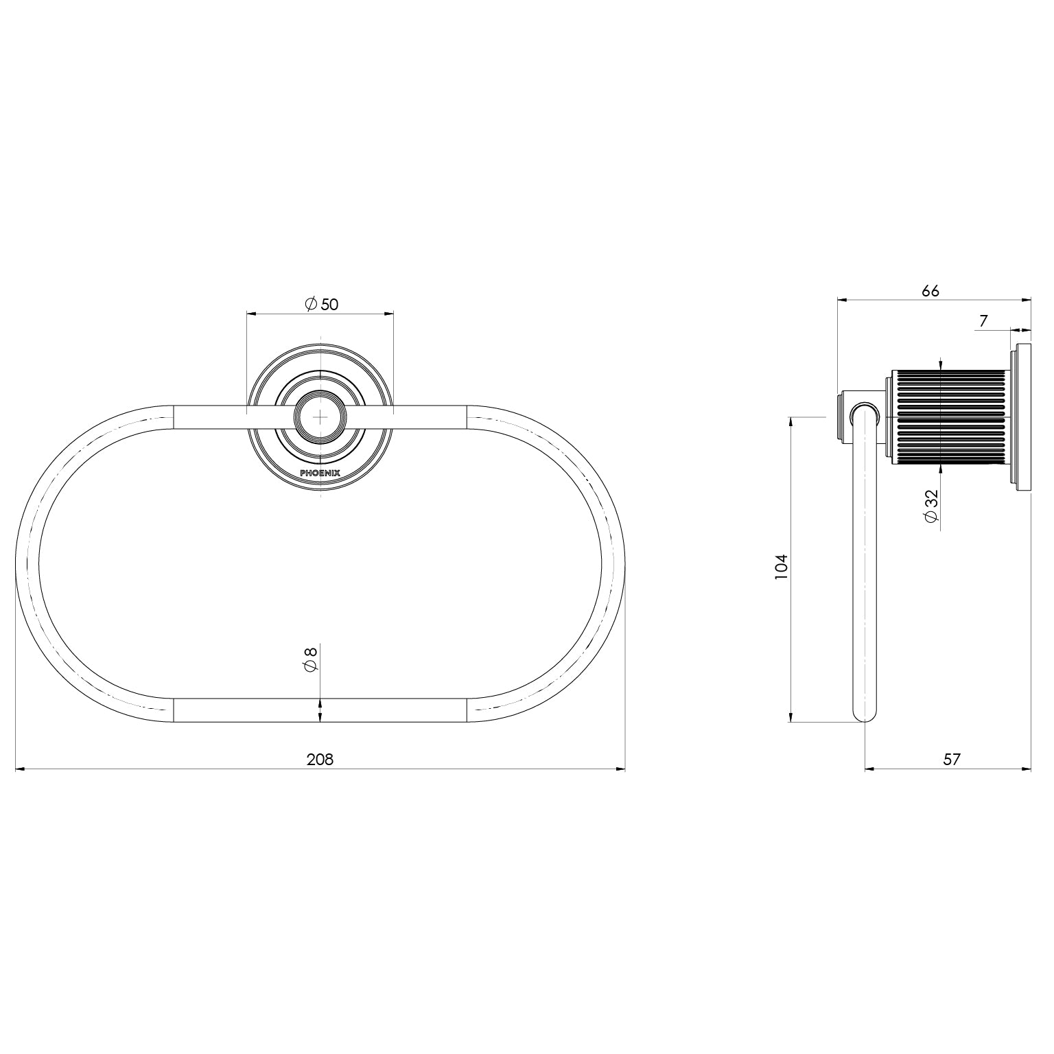 PHOENIX WILTERN HAND TOWEL HOLDER 208MM BRUSHED GOLD
