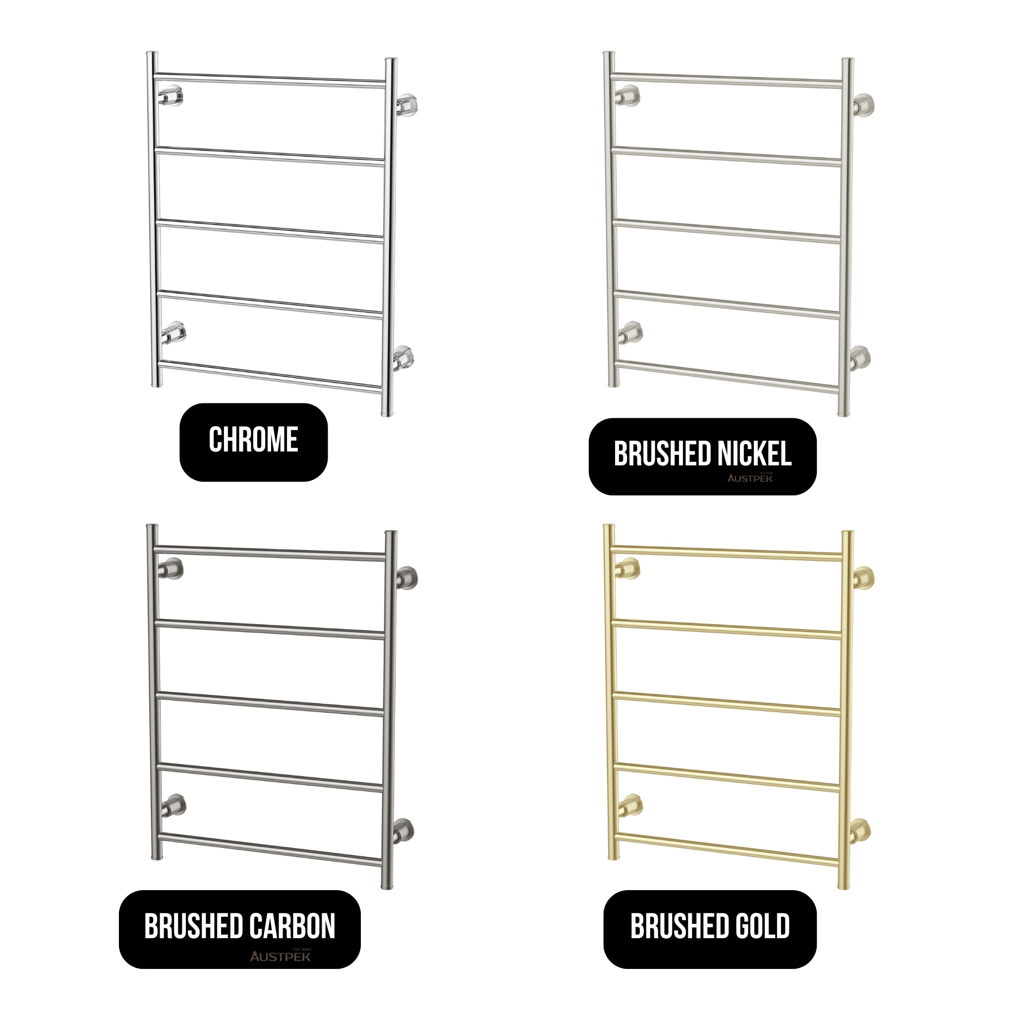 PHOENIX WILTERN HEATED TOWEL LADDER 748MM BRUSHED CARBON