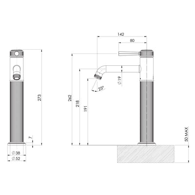 PHOENIX WILTERN LEAD FREE VESSEL MIXER 273MM BRUSHED CARBON