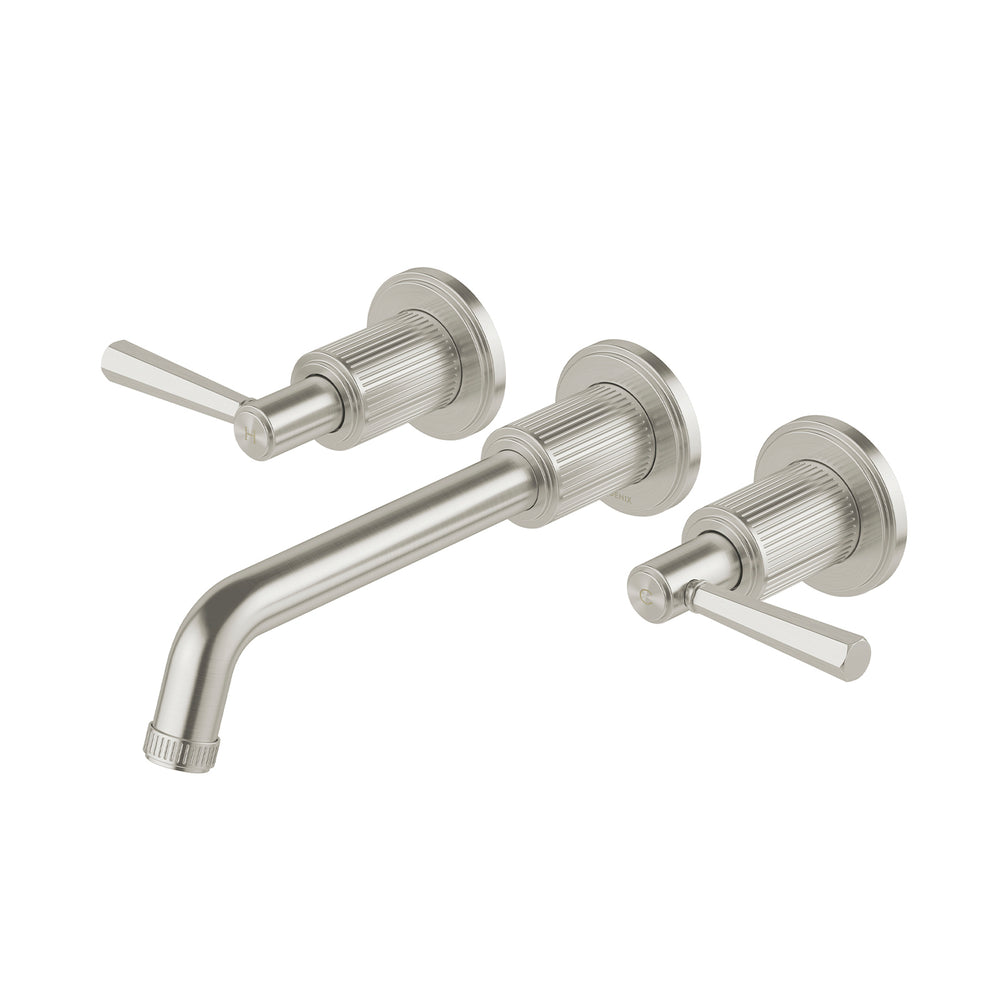 PHOENIX WILTERN WALL BASIN / BATH TAP SET 190MM BRUSHED NICKEL
