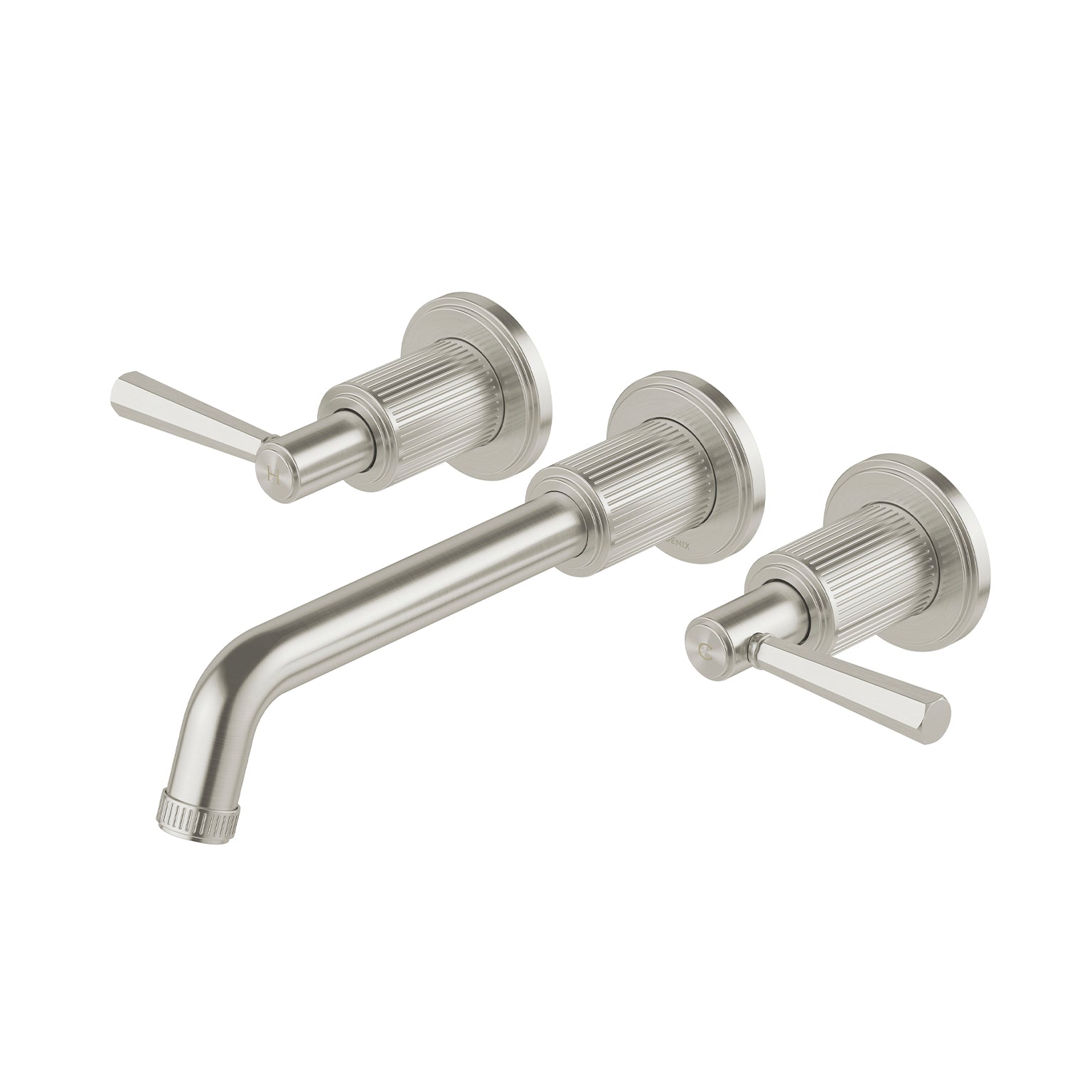 PHOENIX WILTERN LEAD FREE WALL BASIN / BATH TAP SET 190MM BRUSHED NICKEL