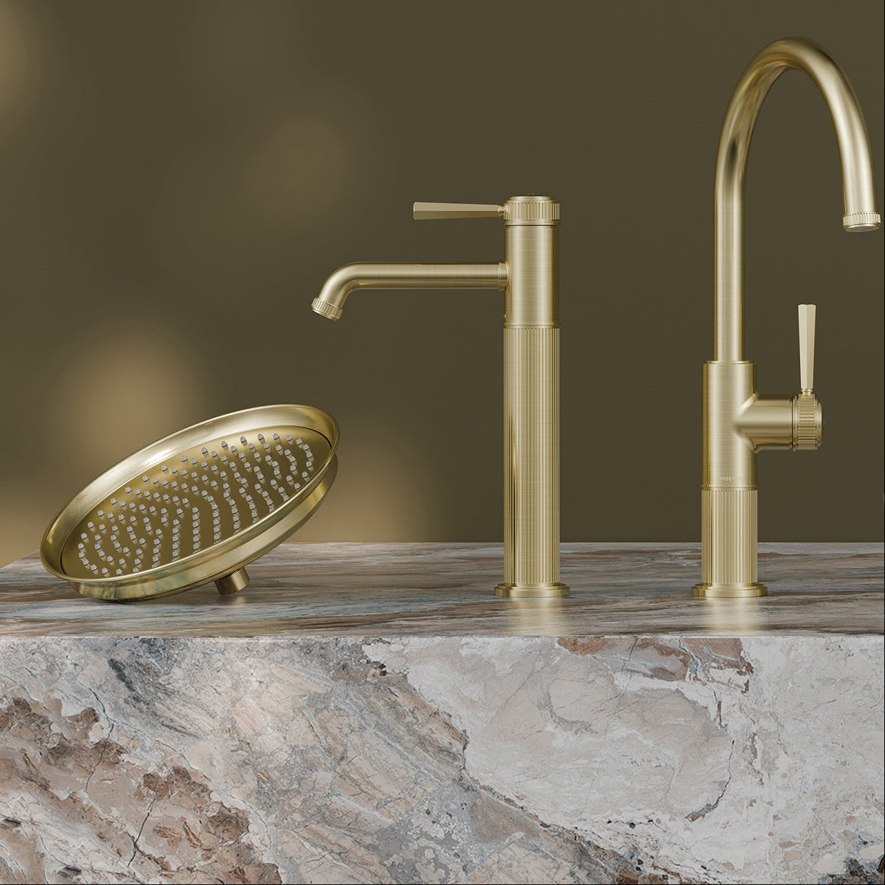PHOENIX WILTERN SHOWER ROSE 220MM BRUSHED GOLD
