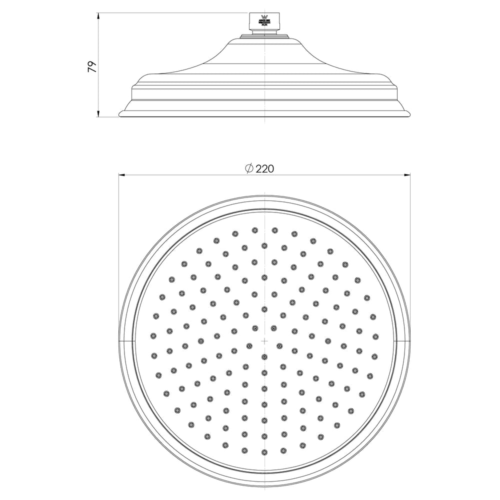 PHOENIX WILTERN SHOWER ROSE 220MM BRUSHED NICKEL