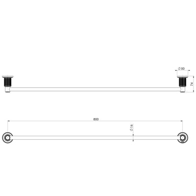 PHOENIX WILTERN SINGLE TOWEL RAIL 800MM CHROME