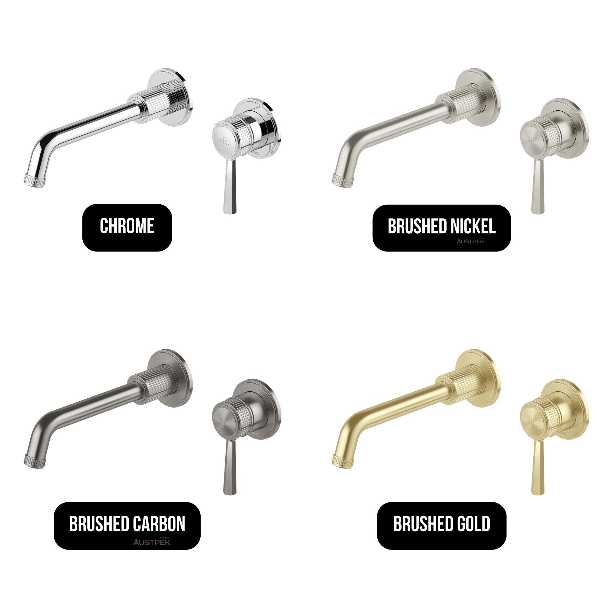 PHOENIX WILTERN SWITCHMIX WALL BASIN / BATH MIXER SET 190MM COMPLETE KIT BRUSHED NICKEL