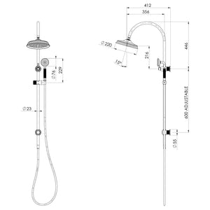 PHOENIX WILTERN TWIN SHOWER 1046MM BRUSHED GOLD