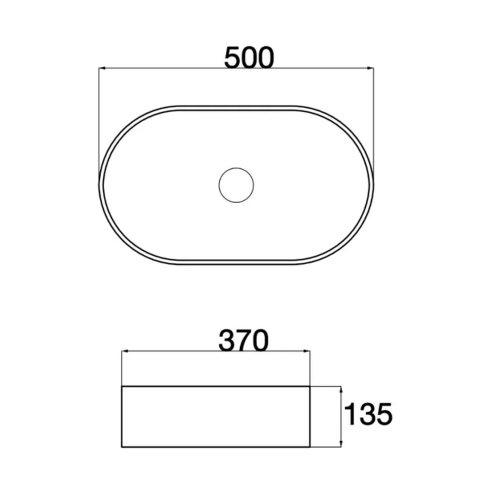 CLAYA PILL ABOVE COUNTER BASIN GLOSS WHITE 500MM