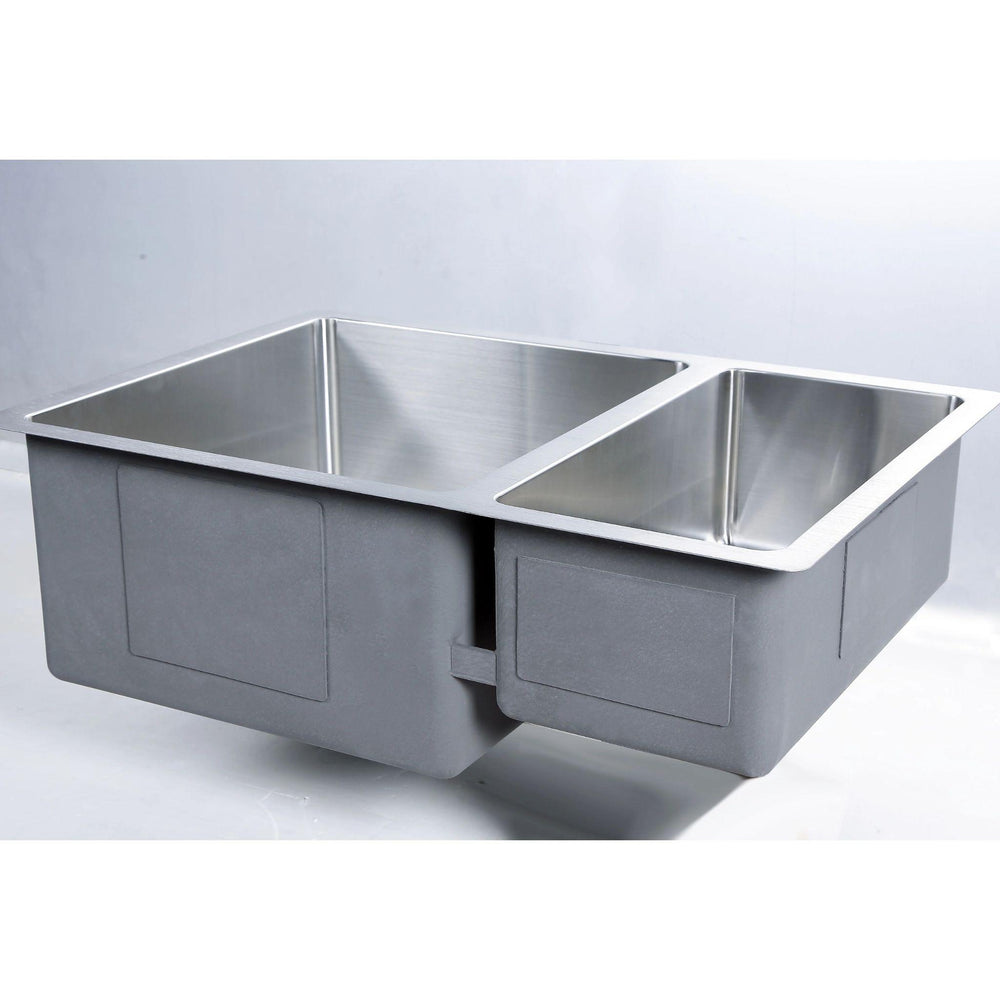 POSEIDON HANDMADE 1 & 1/2 BOWL UNDERMOUNT KITCHEN SINK STAINLESS STEEL 660MM