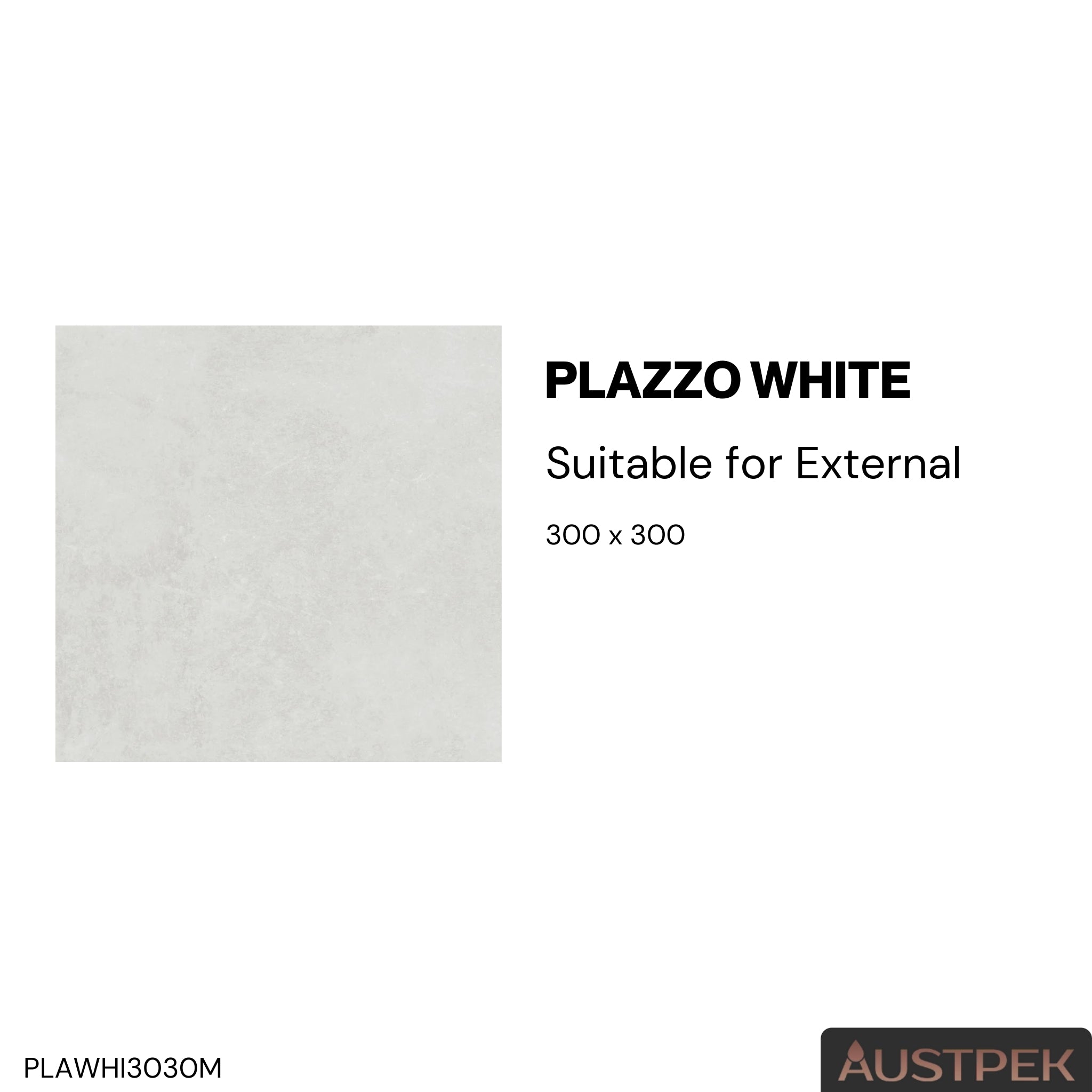 ELITE IMPORTERS PLAZZO WHITE MATTE 300X300MM SQUARE TILE (PER BOX)
