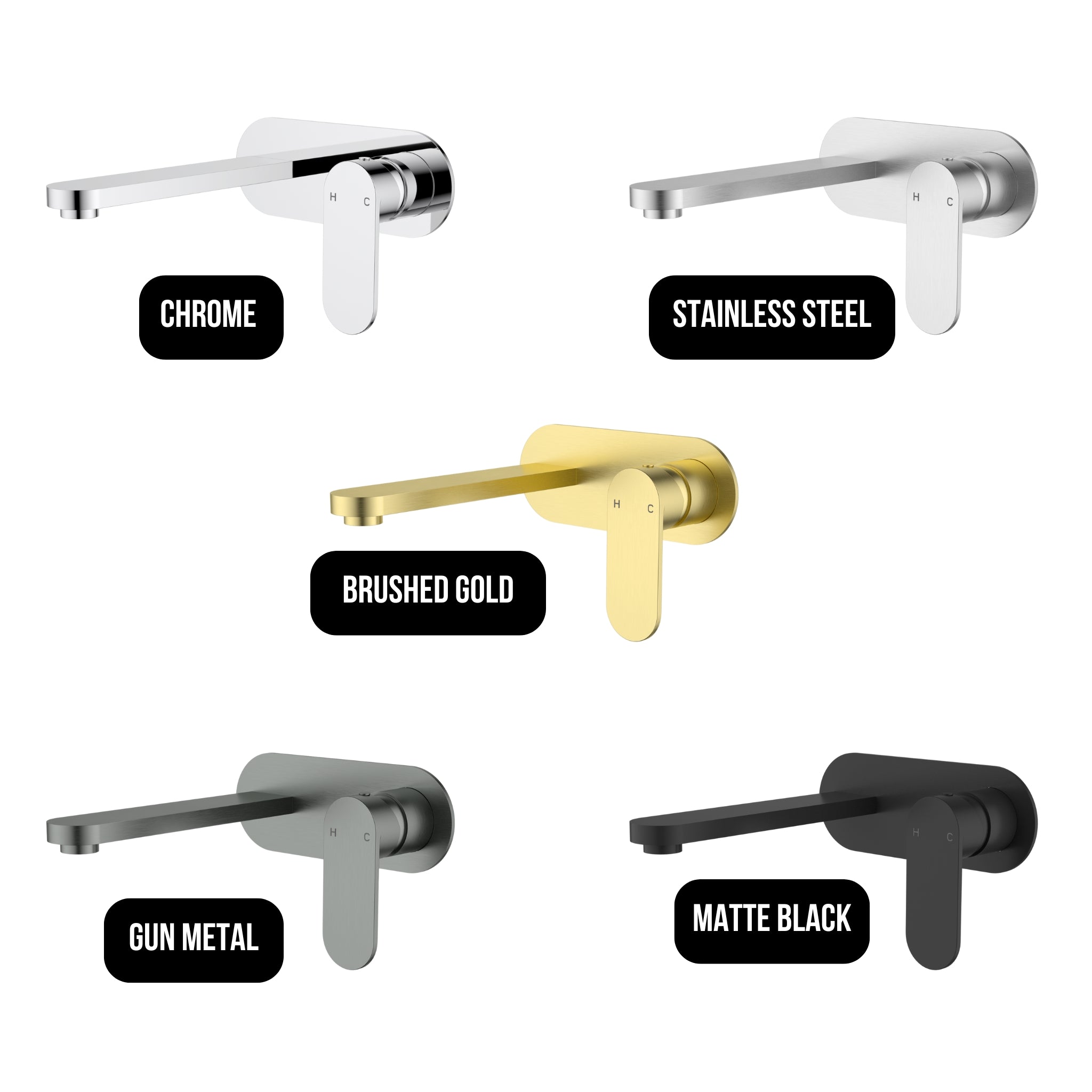 IKON SORA SS WALL BASIN MIXER TRIM KIT WITH BODY 200MM BRUSHED GOLD