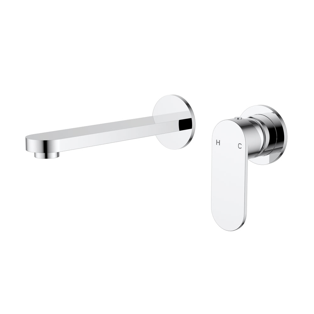 IKON SORA SS WALL BASIN MIXER TRIM KIT WITH BODY SEPARATE BACKPLATE 205MM CHROME