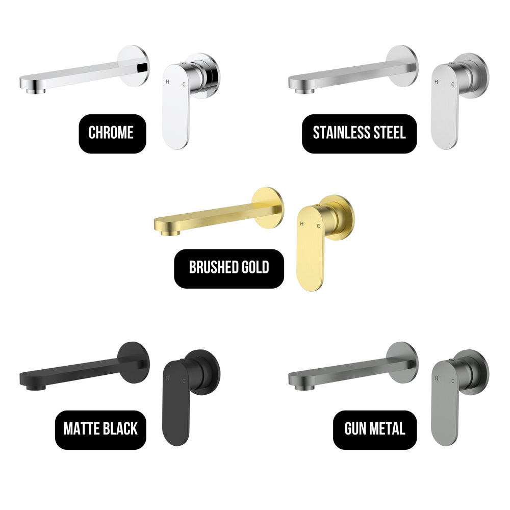 IKON SORA SS WALL BASIN MIXER TRIM KIT WITH BODY SEPARATE BACKPLATE 205MM CHROME