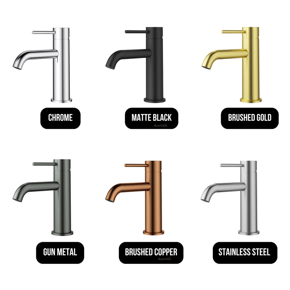 IKON OTUS LEAD FREE SLIMLINE CURVED SPOUT BASIN MIXER 170MM BRUSHED GOLD