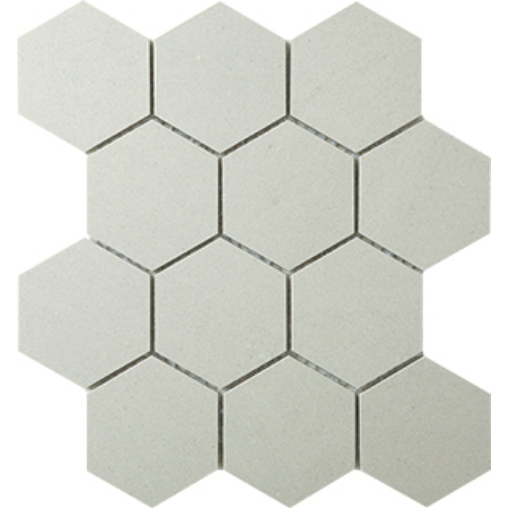 EVERSTONE DURASTONE ASH GREY MATTE 260X300MM HEXAGON MOSAIC TILE (PER BOX)