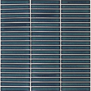 EVERSTONE COTTAGE PENCIL STRIP AQUA BLUE GLOSSY 296X293MM MOSAIC TILE (PER BOX)