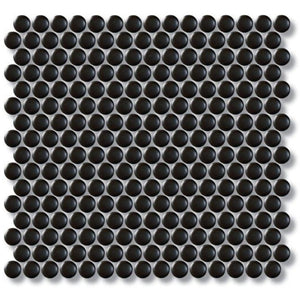 EVERSTONE COTTAGE PENNY ROUND BLACK GLOSSY 315X291MM MOSAIC TILE (PER BOX)