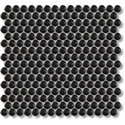 EVERSTONE COTTAGE PENNY ROUND BLACK MATTE 315X291MM MOSAIC TILE (PER BOX)