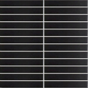 EVERSTONE COTTAGE STRIP BLACK MATTE 300X296MM MOSAIC TILE (PER BOX)
