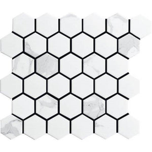 EVERSTONE COTTAGE HEXAGON CARRARA MATTE 325X282MM MOSAIC TILE (PER BOX)