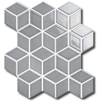 EVERSTONE COTTAGE DIAMOND CUBE GREY MATTE 309X268MM MOSAIC TILE (PER BOX)