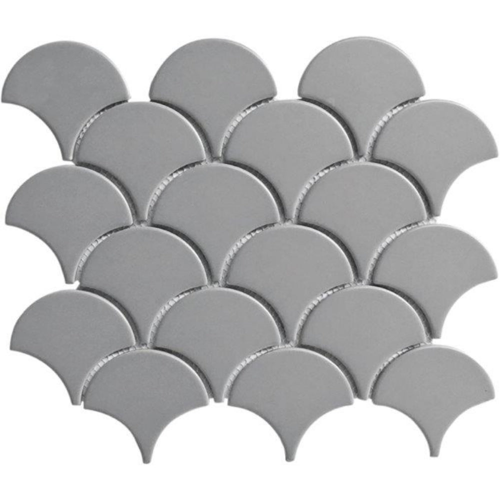 EVERSTONE COTTAGE FAN SHAPE GREY MATTE 255X219MM MOSAIC TILE (PER BOX)