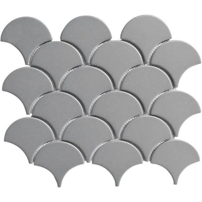 EVERSTONE COTTAGE FAN SHAPE GREY MATTE 255X219MM MOSAIC TILE (PER BOX)