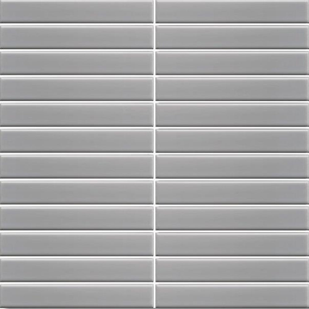 EVERSTONE COTTAGE STRIP GREY GLOSSY 300X296MM MOSAIC TILE (PER BOX)