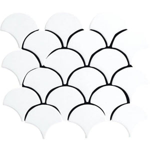 EVERSTONE COTTAGE FAN SHAPE WHITE MATTE 255X219MM MOSAIC TILE (PER BOX)
