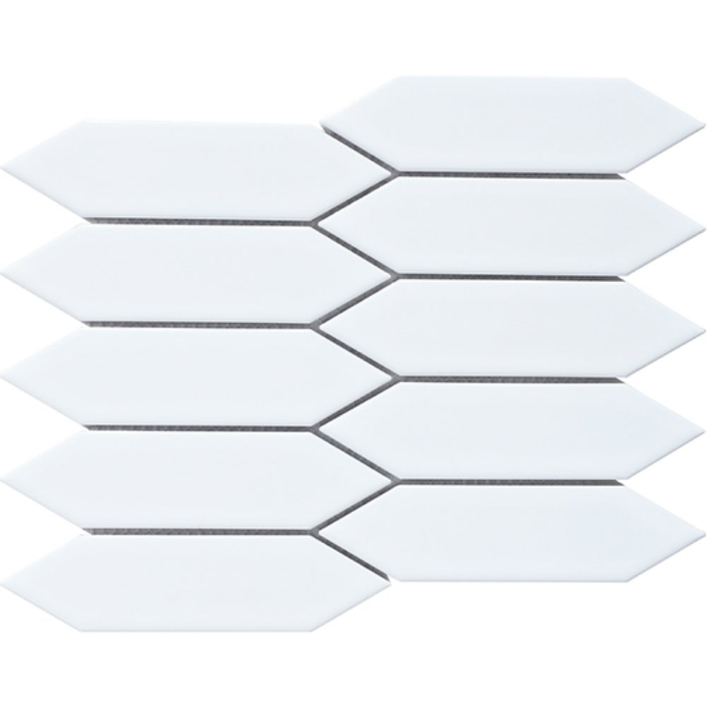 EVERSTONE COTTAGE PICKET WHITE GLOSSY 258X313MM MOSAIC TILE (PER BOX)