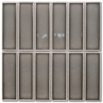EVERSTONE COTTAGE 3D BRICK SMOKE GLOSSY 300X300MM MOSAIC TILE (PER BOX)
