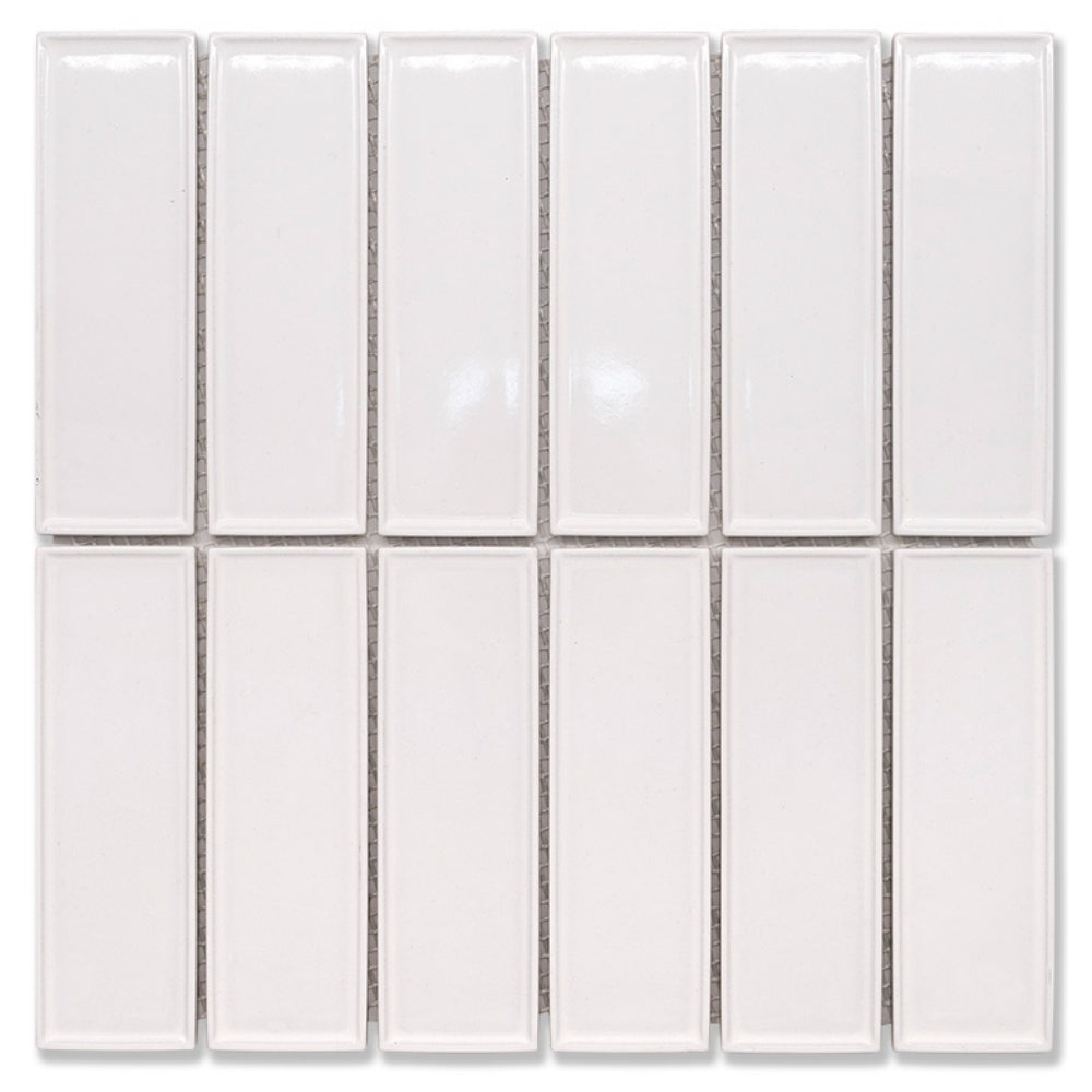 EVERSTONE COTTAGE 3D BRICK WHITE GLOSSY 300X300MM MOSAIC TILE (PER BOX)