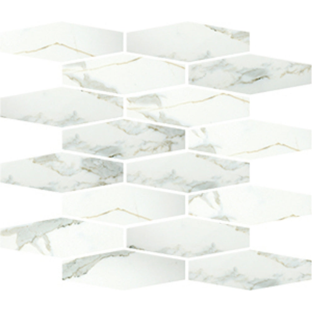 EVERSTONE EUROMARMO CALACATTA GOLD HONED 300X300MM HEXAGON MINI MOSAIC TILE (PER BOX)