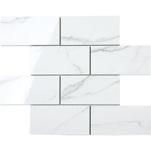 EVERSTONE EUROMARMO STATUARIO VENATO POLISHED 300X300MM BRICK MOSAIC TILE (PER BOX)