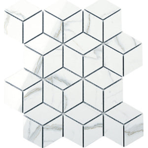 EVERSTONE EUROMARMO STATUARIO VENATO POLISHED 260X300MM DIAMOND CUBE MOSAIC TILE (PER BOX)