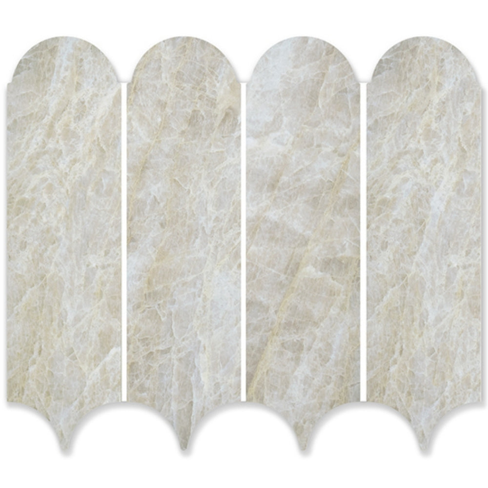 EVERSTONE EUROMARMO TAJ MAHAL HONED 338X260MM FEATHER MOSAIC TILE (PER BOX)