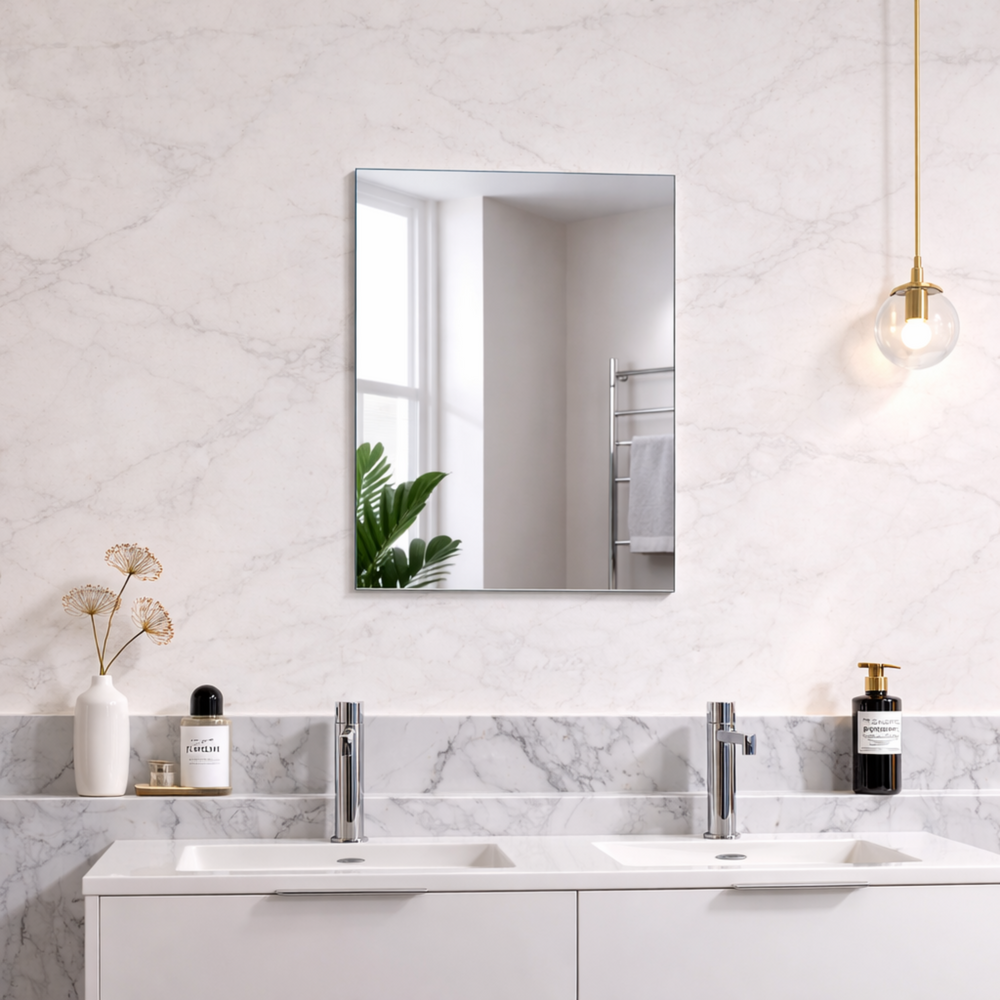 POSEIDON JASPER RECTANGULAR FRAMELESS PENCIL EDGE PLAIN MIRROR 450X600MM