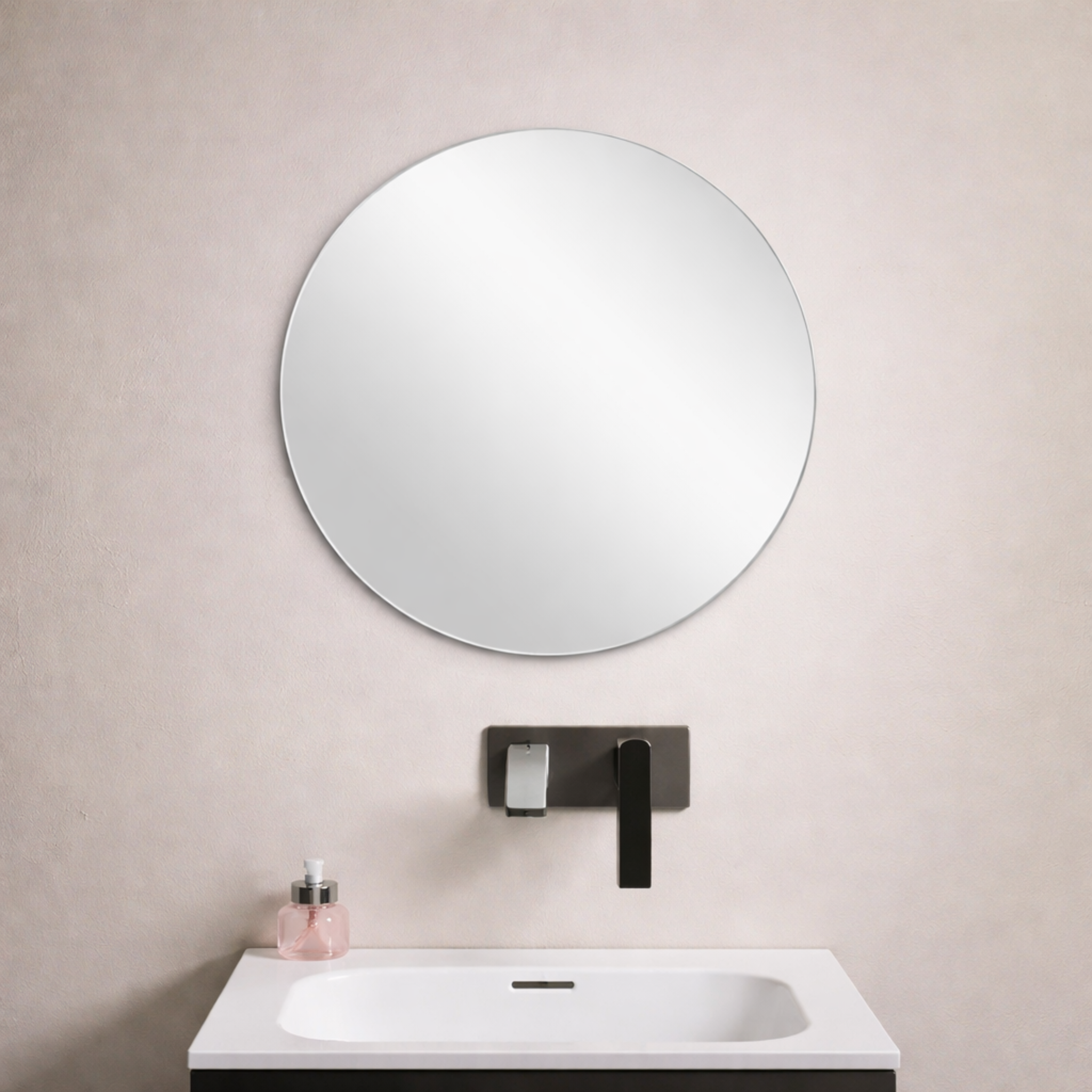 POSEDION LUNA ROUND FRAMELESS PENCIL EDGE PLAIN MIRROR 500X500MM