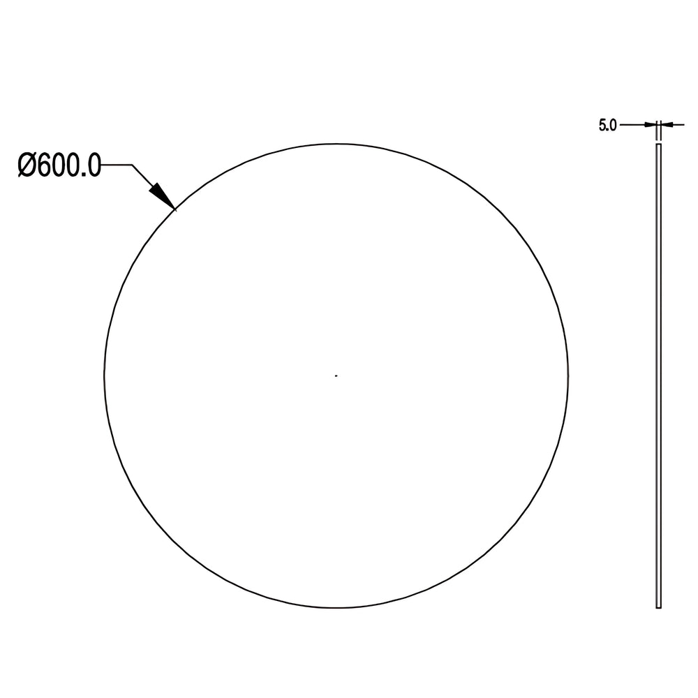 POSEDION LUNA ROUND FRAMELESS PENCIL EDGE PLAIN MIRROR 600X600MM