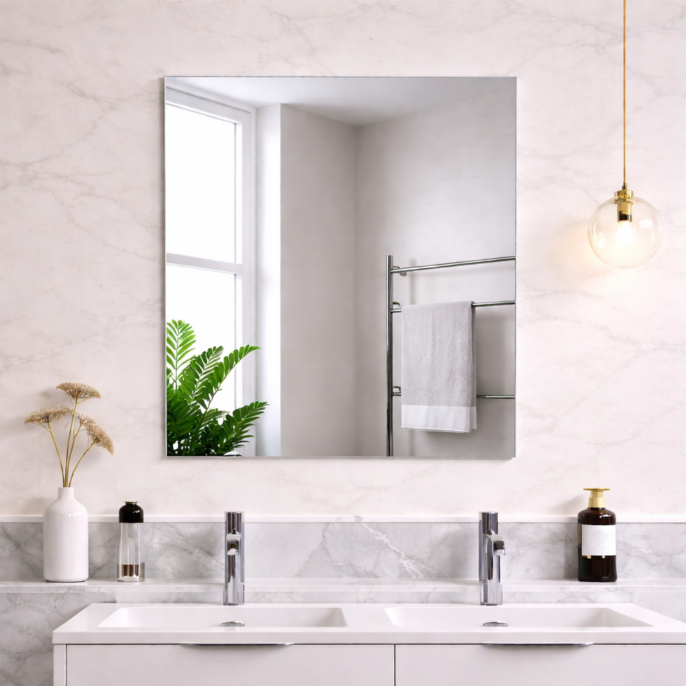 POSEIDON JASPER RECTANGULAR FRAMELESS PENCIL EDGE PLAIN MIRROR 600X750MM