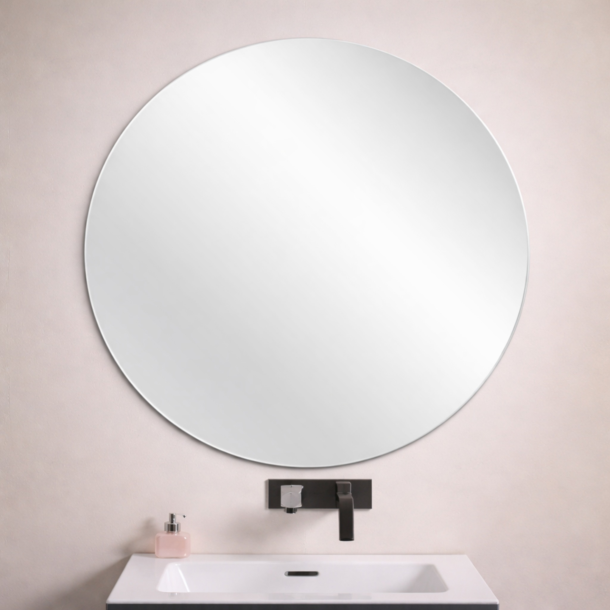 POSEDION LUNA ROUND FRAMELESS PENCIL EDGE PLAIN MIRROR 800X800MM