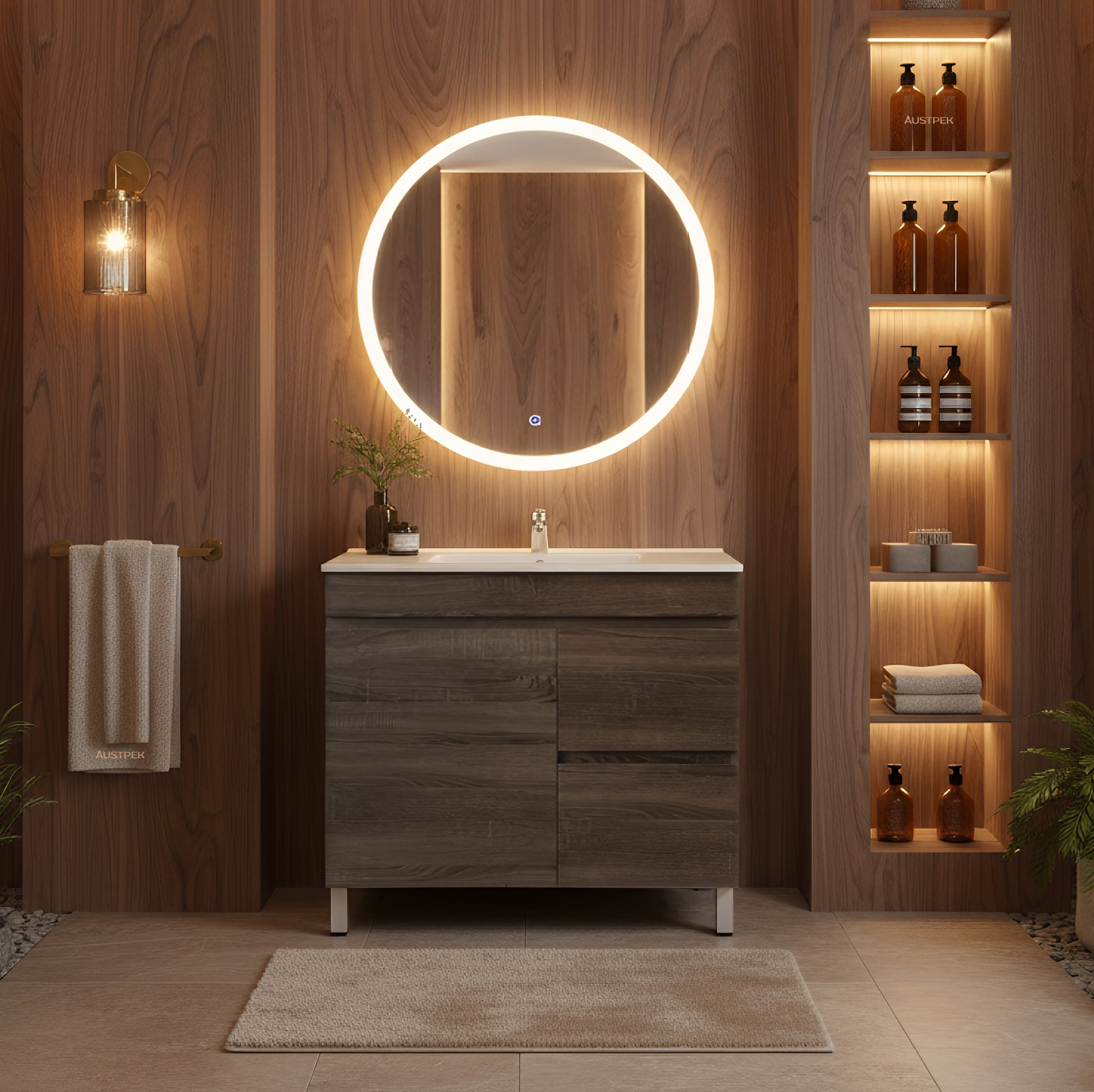 POSEIDON BERGE DARK GREY 900MM FLOOR STANDING VANITY (AVAILABLE IN LEFT HAND DRAWER AND RIGHT HAND DRAWER)