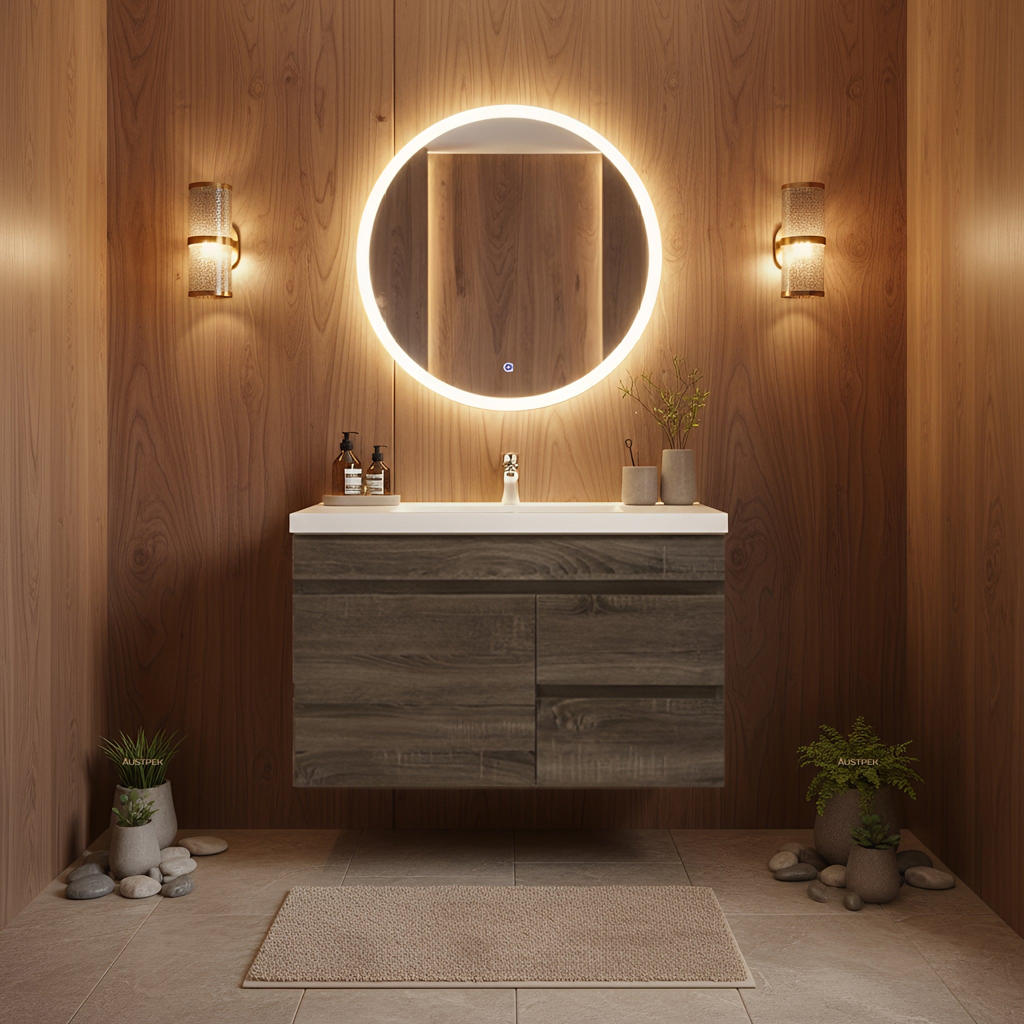 POSEIDON DARK GREY 750MM WALL HUNG VANITY (AVAILABLE IN LEFT HAND DRAWER AND RIGHT HAND DRAWER)