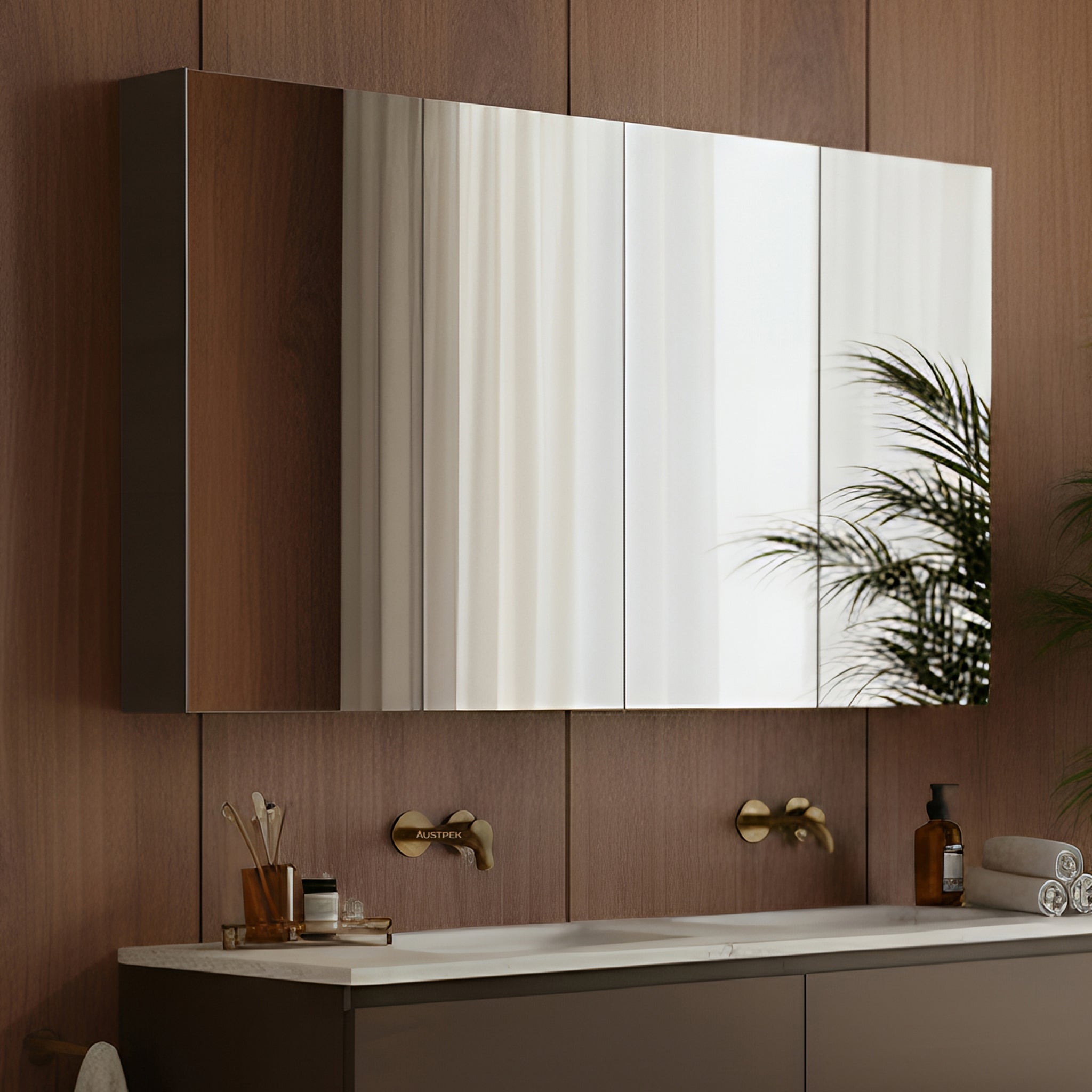 POSEIDON EVIE DARK BROWN MIRROR SHAVING CABINET 1480X750MM