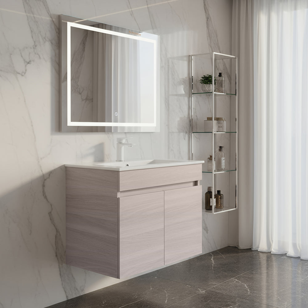 POSEIDON EVIE OAK 600MM SINGLE BOWL WALL HUNG VANITY