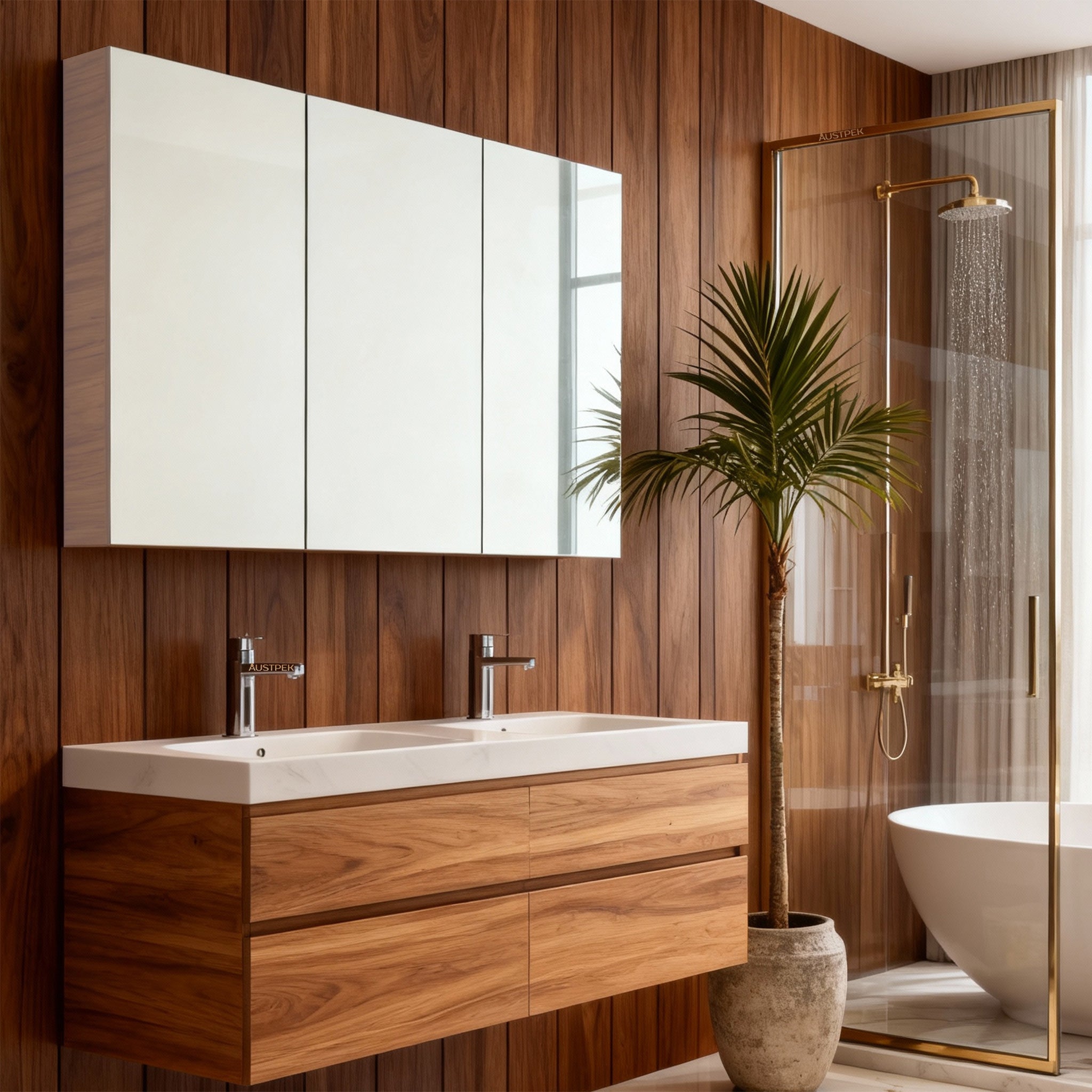 POSEIDON EVIE OAK MIRROR SHAVING CABINET 1200X750MM