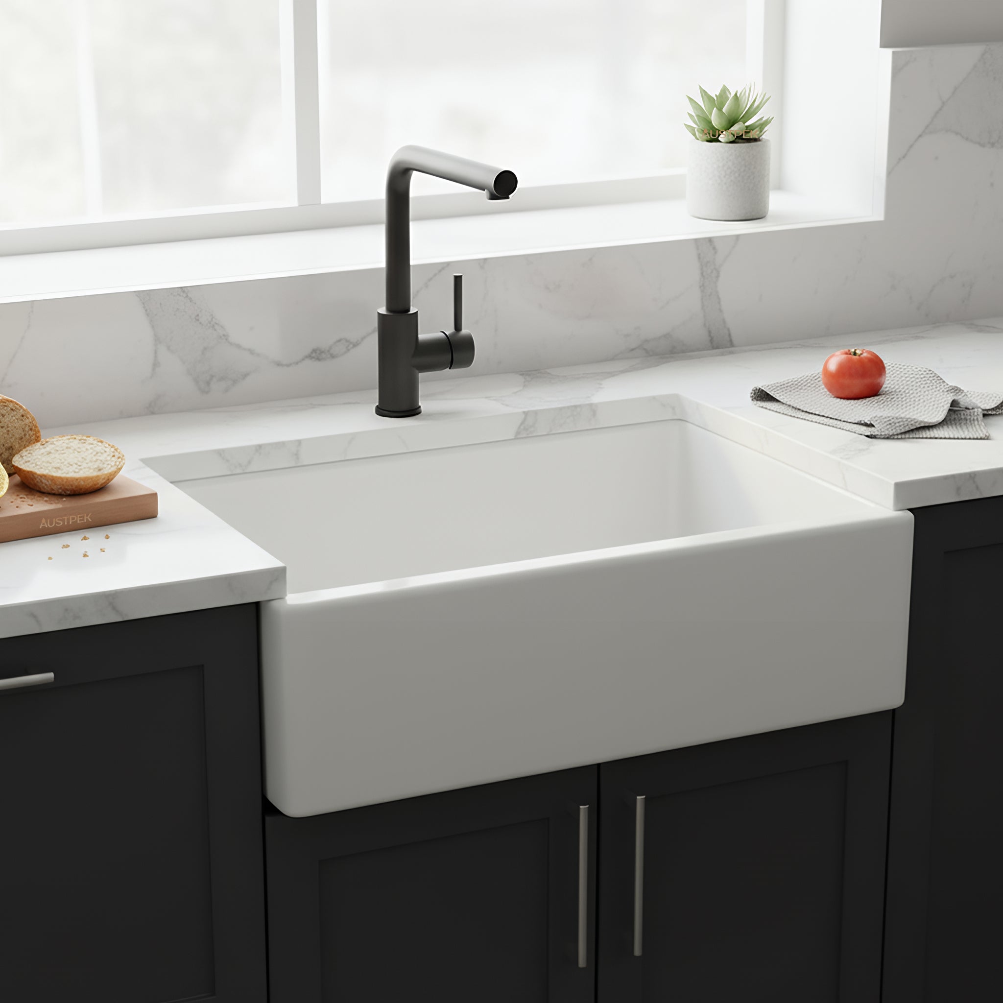 POSEIDON FERMENTALE CERAMIC KITCHEN SINK WHITE 530MM