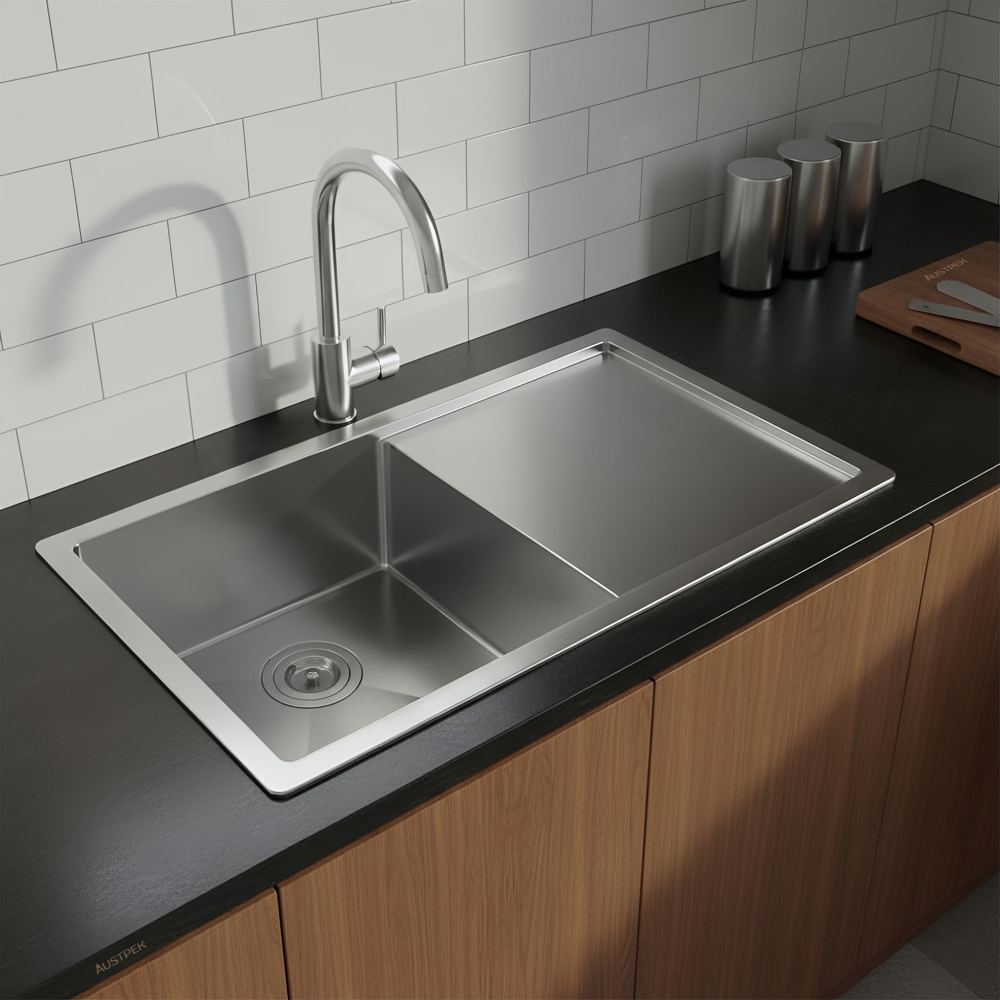 POSEIDON HAND MADE STAINLESS STEEL KITCHEN SINK 810MM