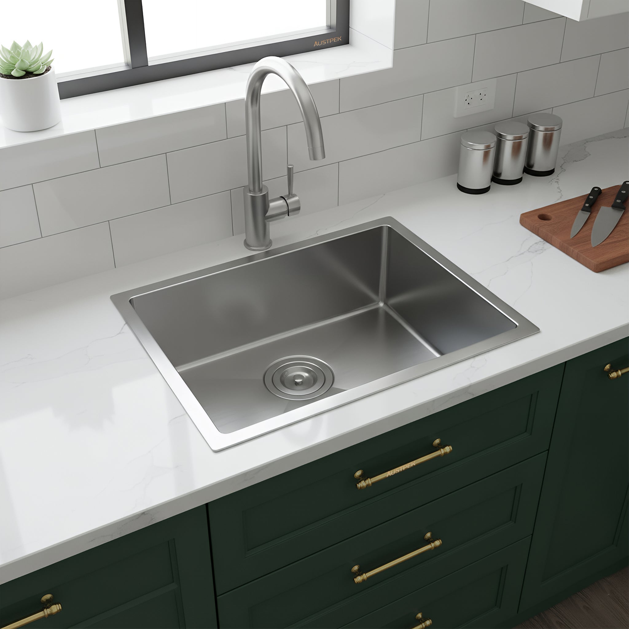 POSEIDON HANDMADE KITCHEN SINK STAINLESS STEEL 600MM